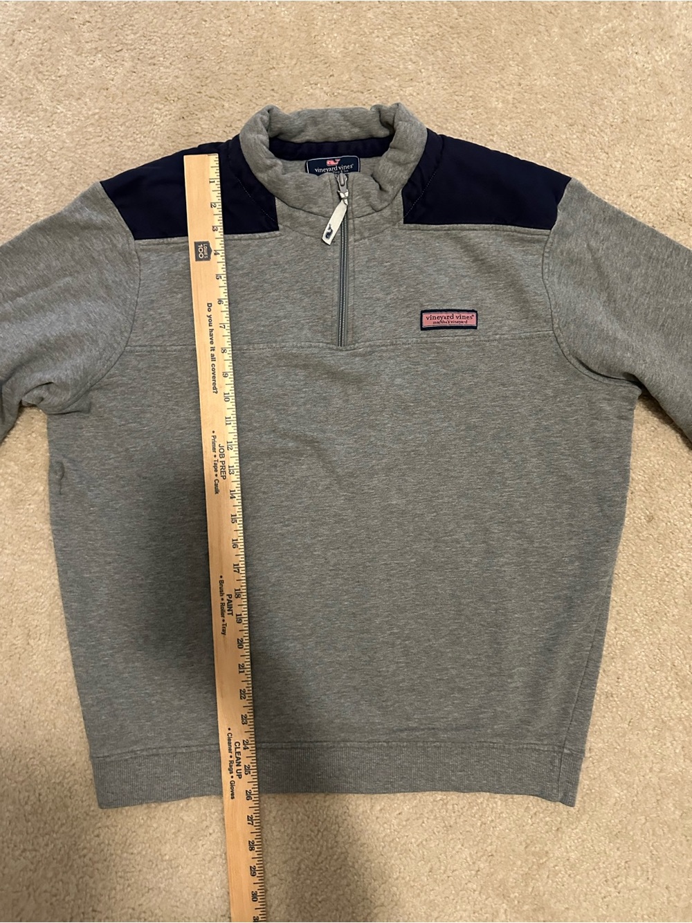Vineyard Vines Gray and Navy Quarter-Zip Pullover